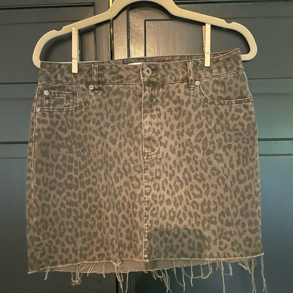 Cheetah print jean skirt